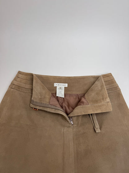 Vintage Celine Paris Suede Skirt 40 brown