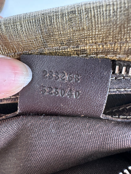 Vintage Gucci GG Supreme Flap Crossbody Bag c. 2010s Beige Brown