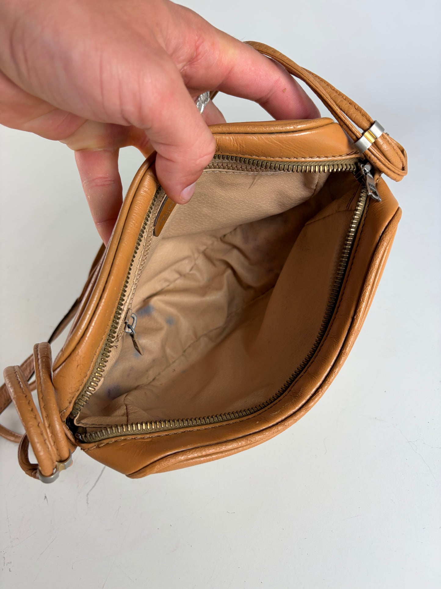 Vintage Celine Coated Canvas Shoulder Bag Cream Tan