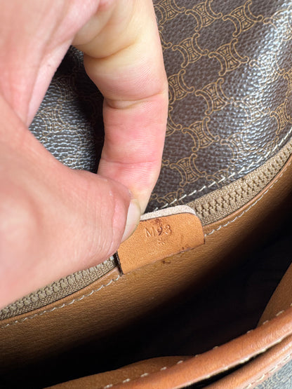 Sac bandoulière vintage en cuir Monogram Celine marron