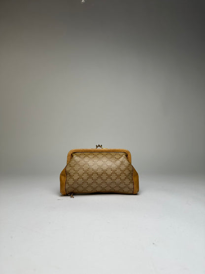 Vintage Celine Macadam Canvas Coin Purse Late 1970s Beige Tan