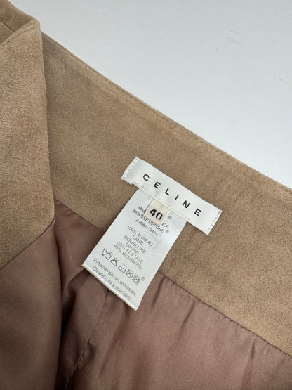 Vintage Celine Paris Suede Skirt 40 brown