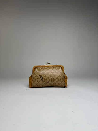 Vintage Celine Macadam Canvas Coin Purse Late 1970s Beige Tan
