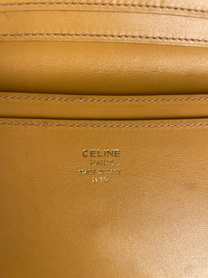 Vintage Celine Canvas Leather Trim Wallet Beige Orange Gold