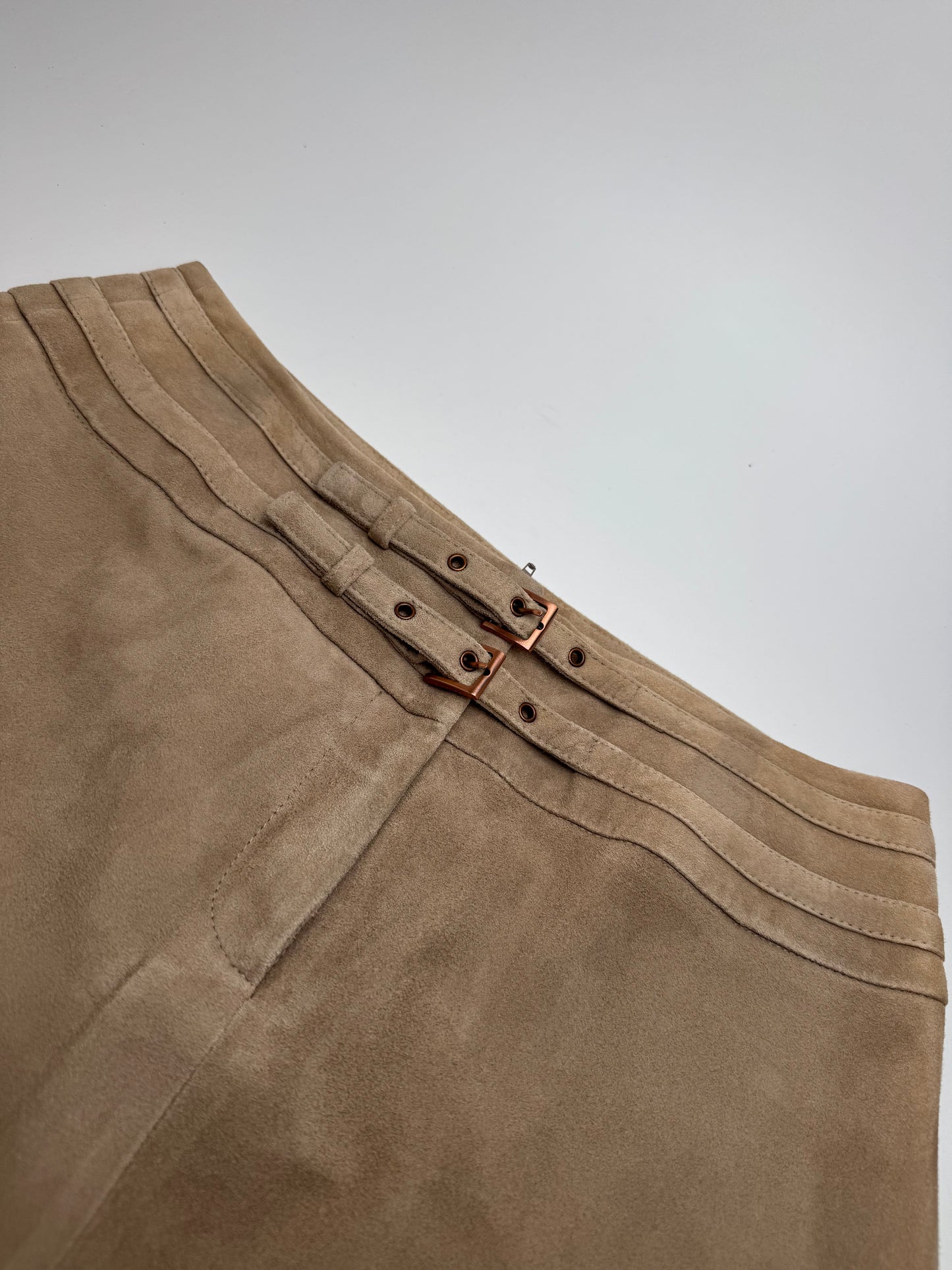 Vintage Celine Paris Suede Skirt 40 brown