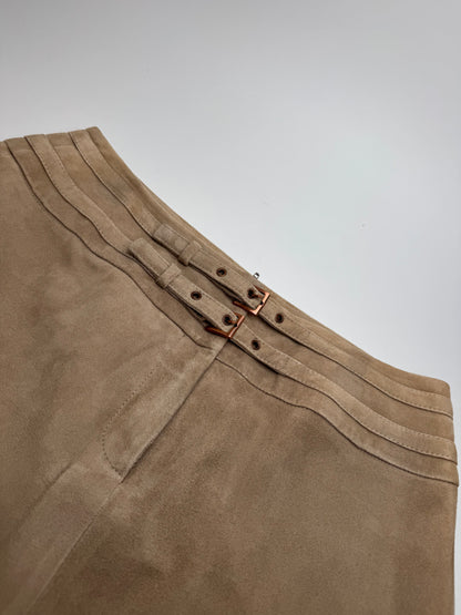 Vintage Celine Paris Suede Skirt 40 brown