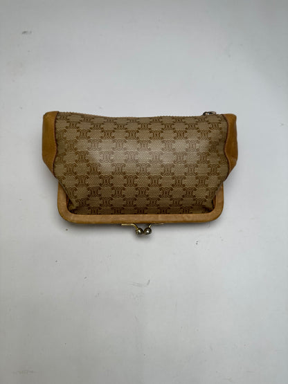 Vintage Celine Macadam Canvas Coin Purse Late 1970s Beige Tan