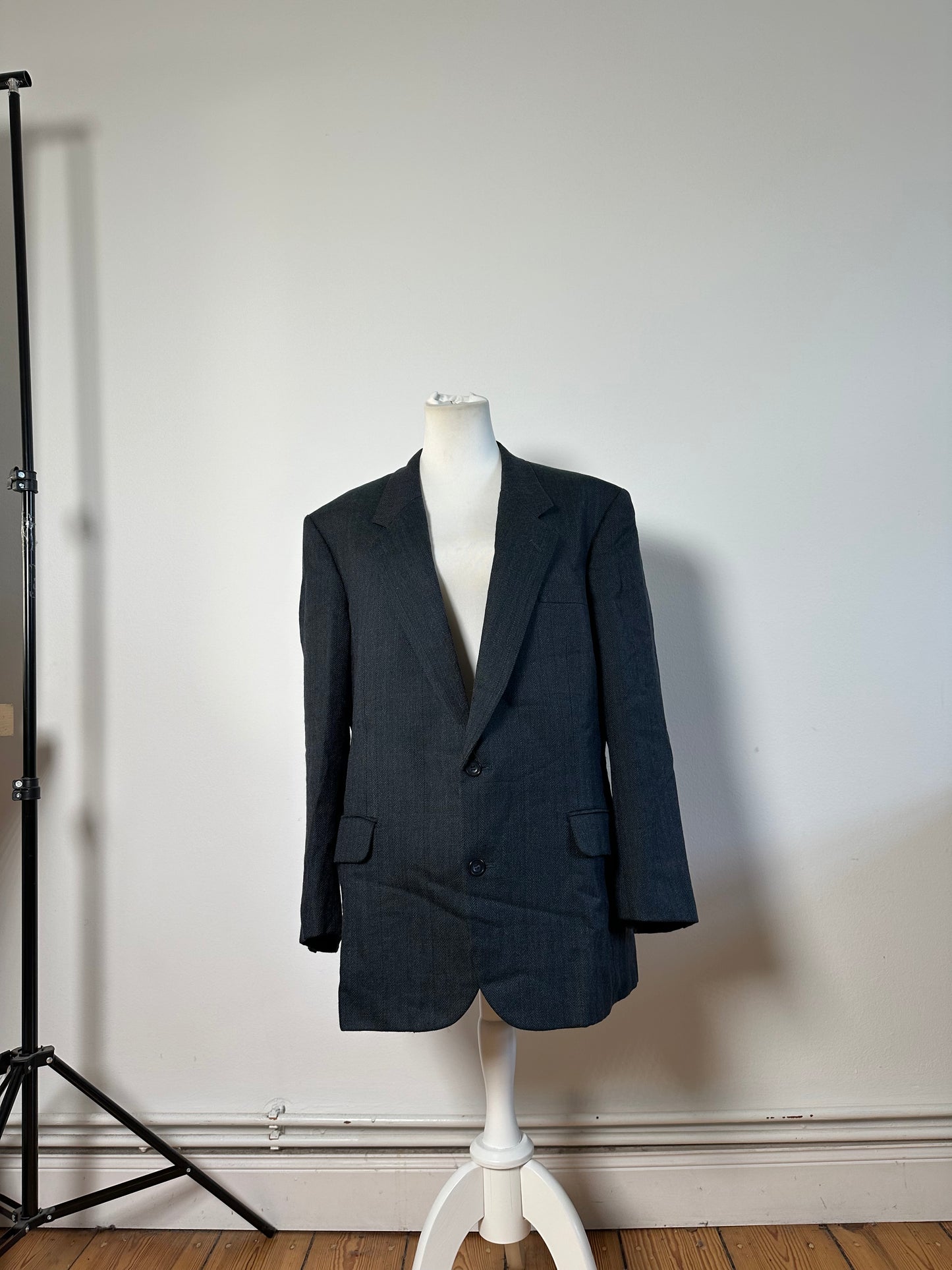 Vintage Dior Men's Wool Blend Blazer Dark Grey XL