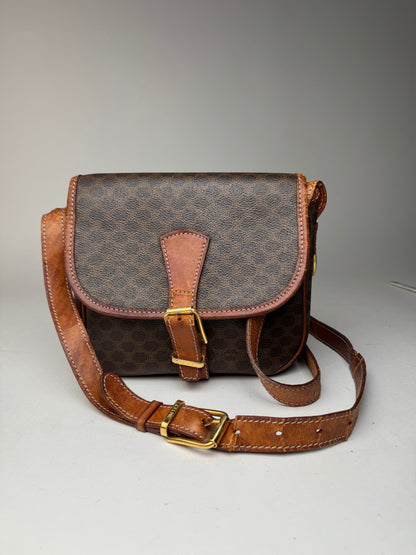 Sac bandoulière vintage en cuir Monogram Celine marron