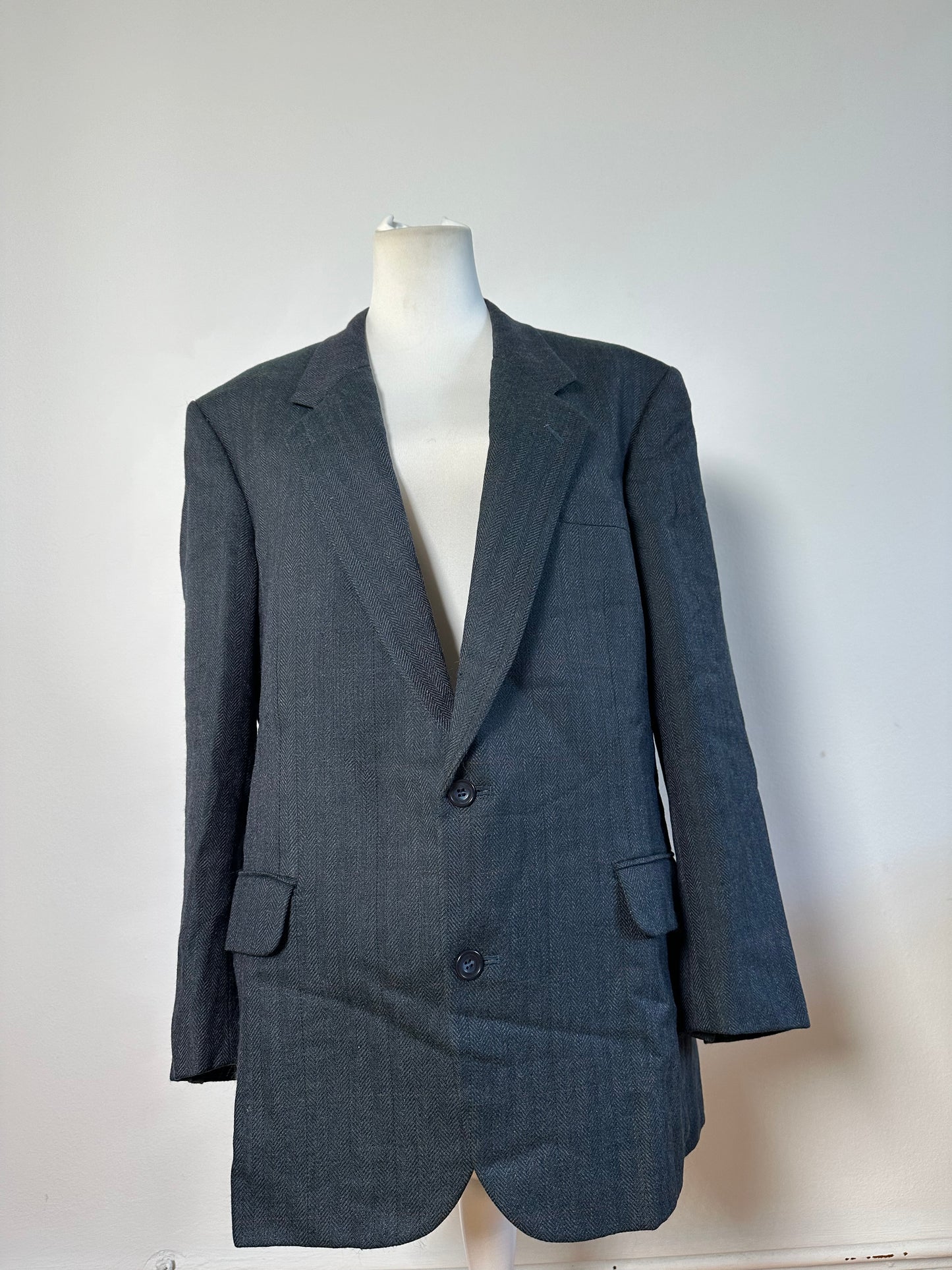 Vintage Dior Men's Wool Blend Blazer Dark Grey XL