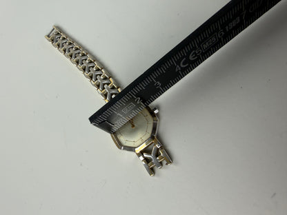 Vintage Yves Saint Laurent Octagonal Bracelet Watch Gold Silver