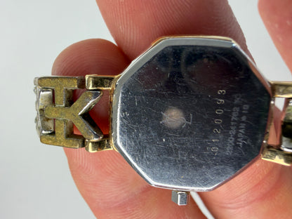 Vintage Yves Saint Laurent Octagonal Bracelet Watch Gold Silver