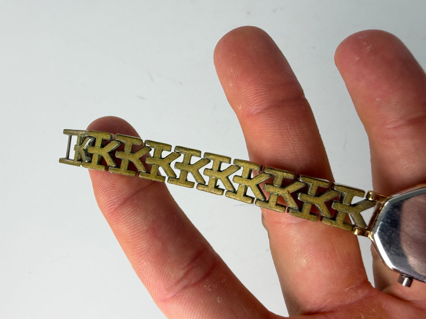 Vintage Yves Saint Laurent Octagonal Bracelet Watch Gold Silver