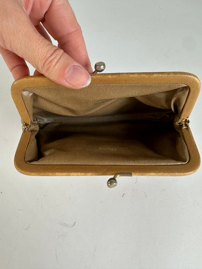 Vintage Celine Macadam Canvas Coin Purse Late 1970s Beige Tan