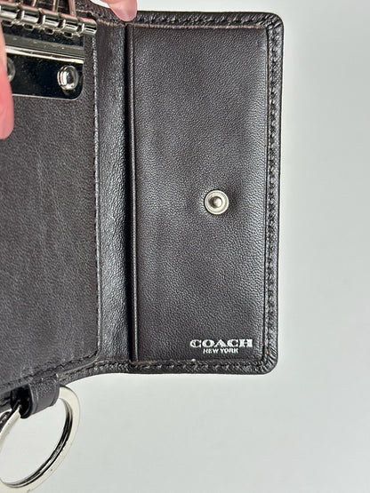 Porte-clés Coach vintage en cuir monogramme noir