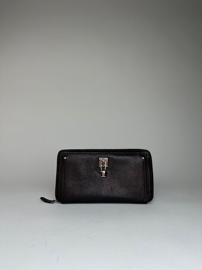 Vintage Celine Paris Locked Long Zippy Wallet Bronze