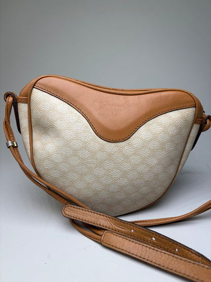 Vintage Celine Coated Canvas Shoulder Bag Cream Tan