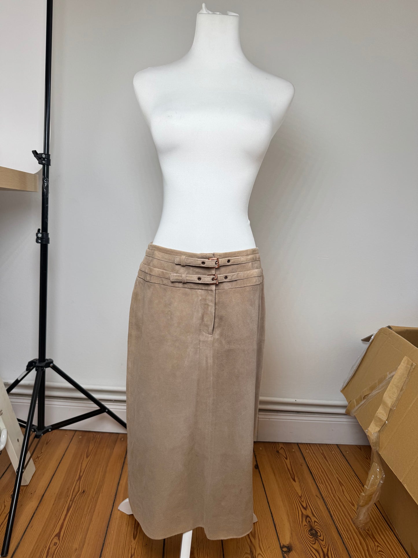 Vintage Celine Paris Suede Skirt 40 brown