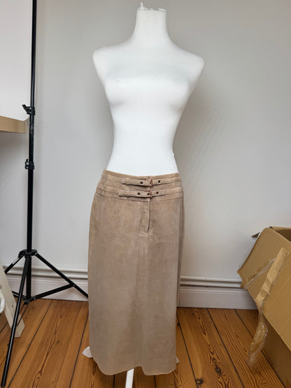 Vintage Celine Paris Suede Skirt 40 brown