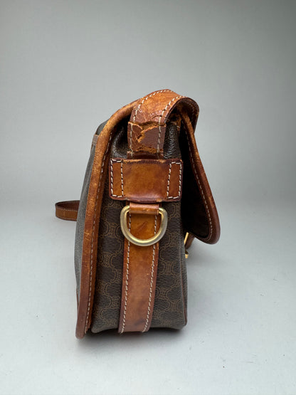 Sac bandoulière vintage en cuir Monogram Celine marron