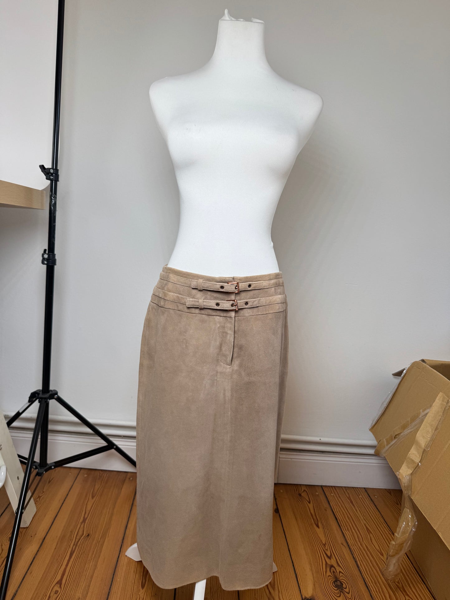 Vintage Celine Paris Suede Skirt 40 brown
