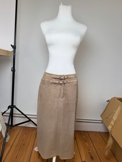 Vintage Celine Paris Suede Skirt 40 brown