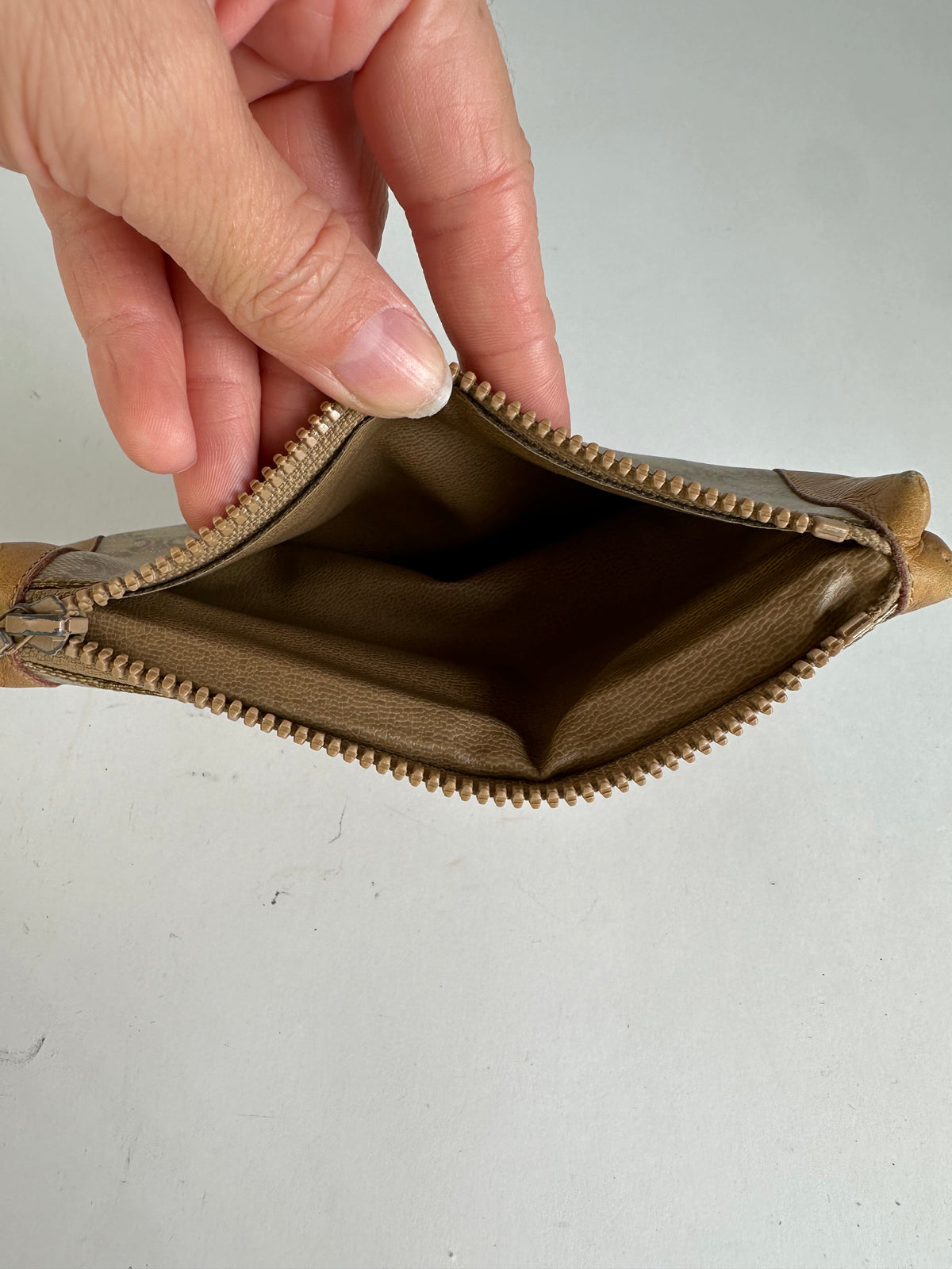 Vintage Celine Macadam Canvas Coin Purse Late 1970s Beige Tan