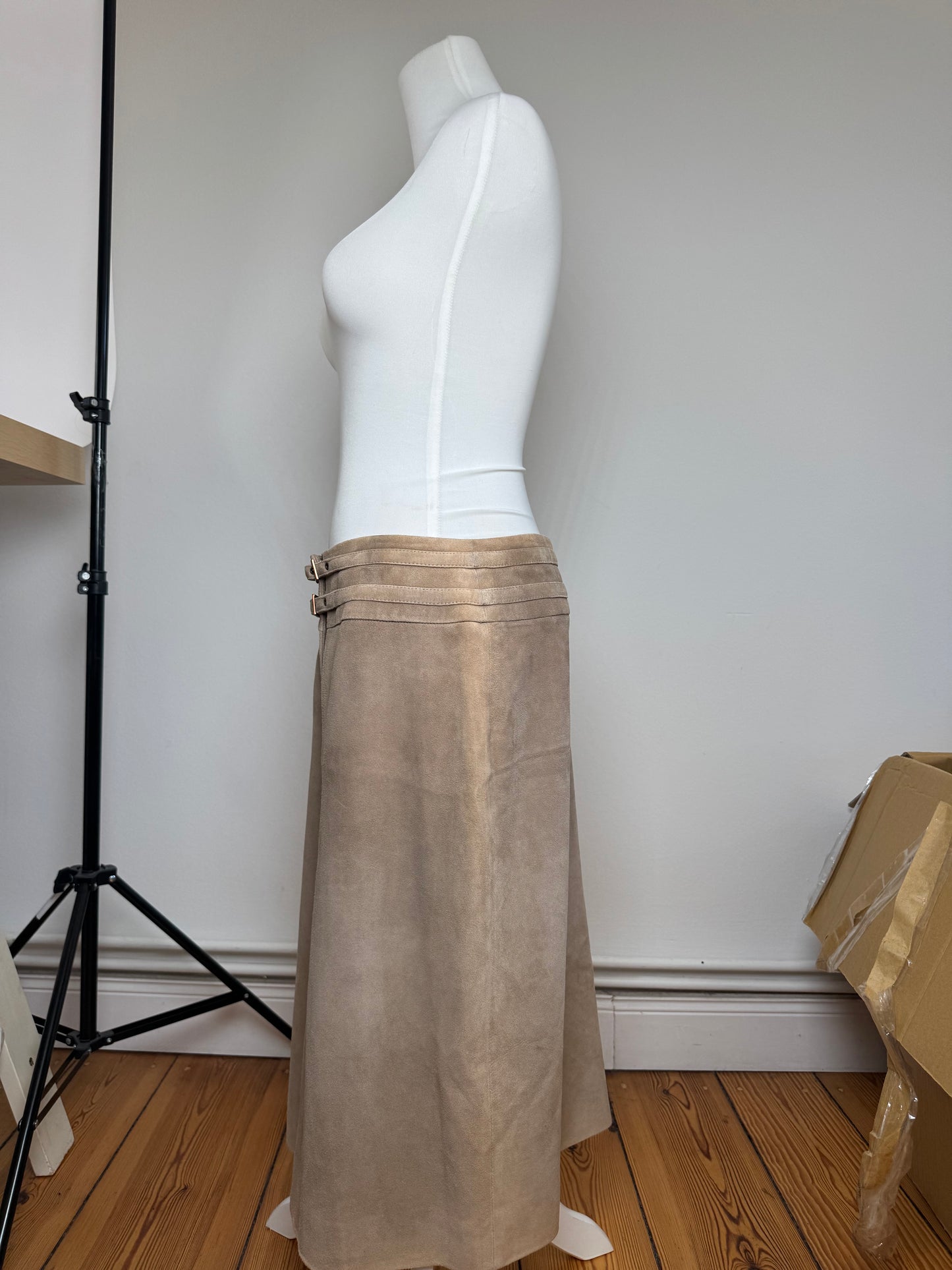 Vintage Celine Paris Suede Skirt 40 brown