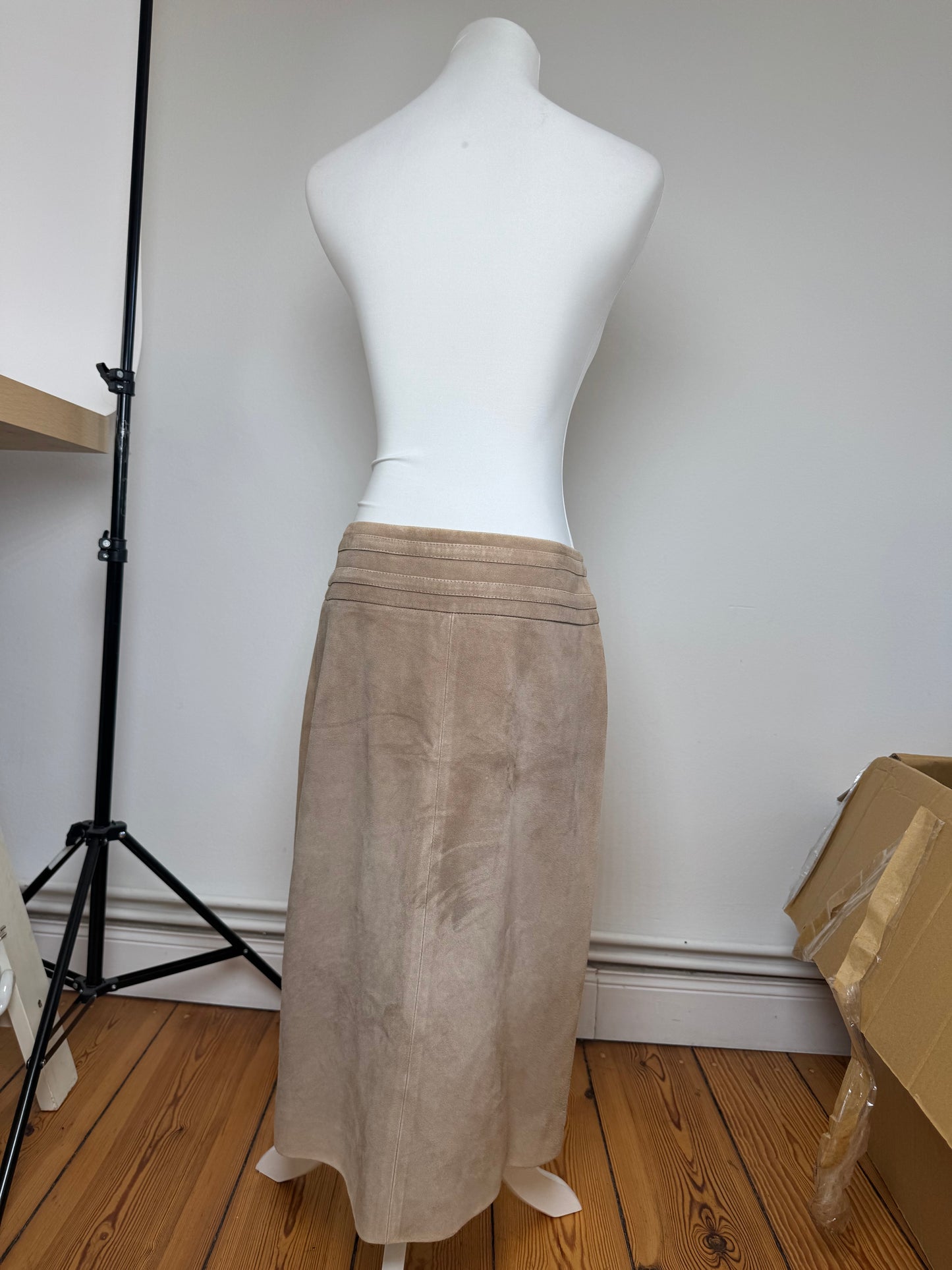 Vintage Celine Paris Suede Skirt 40 brown