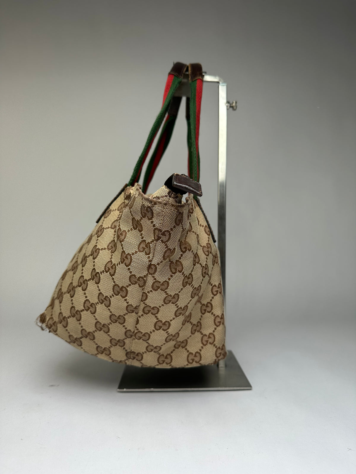 Vintage Gucci GG Supreme Structured Top-Handle Bag c. Late 2000s Beige Brown