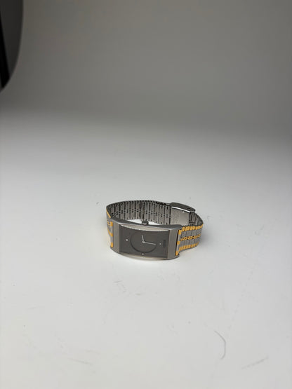 Vintage Kansai Yamamoto Stainless Steel Bracelet Watch Silver Gold