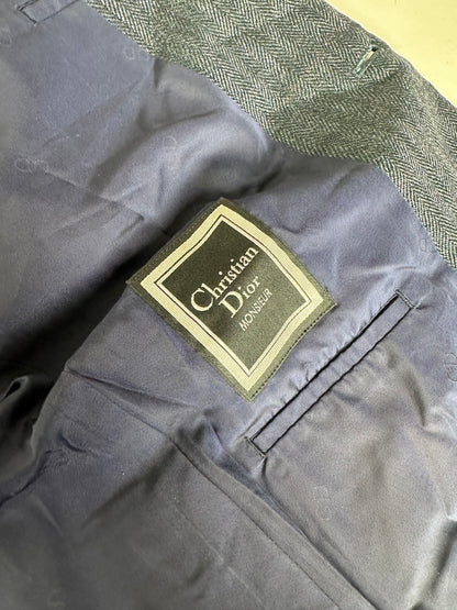 Vintage Dior Men's Wool Blend Blazer Dark Grey XL