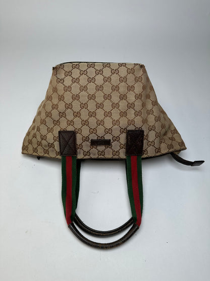 Vintage Gucci GG Supreme Structured Top-Handle Bag c. Late 2000s Beige Brown