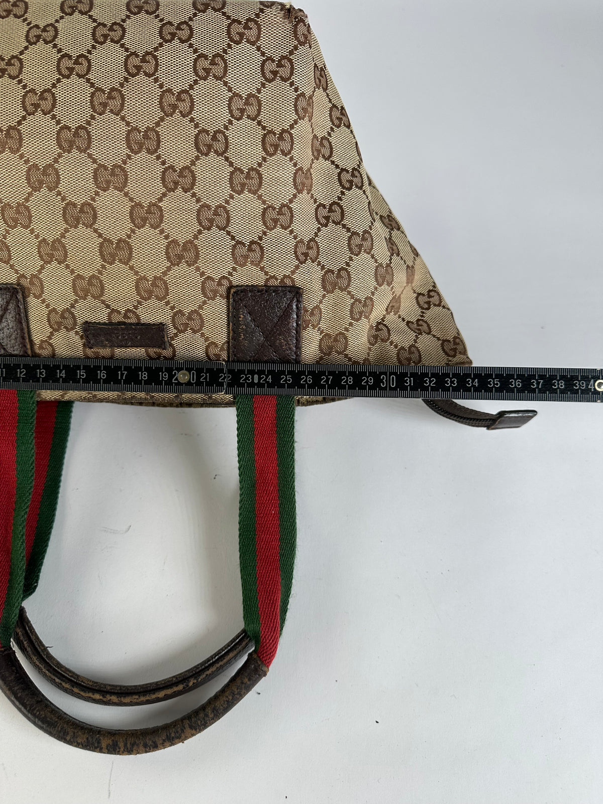 Vintage Gucci GG Supreme Structured Top-Handle Bag c. Late 2000s Beige Brown