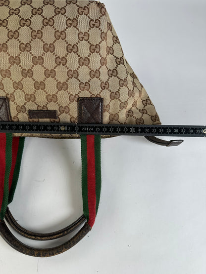 Vintage Gucci GG Supreme Structured Top-Handle Bag c. Late 2000s Beige Brown