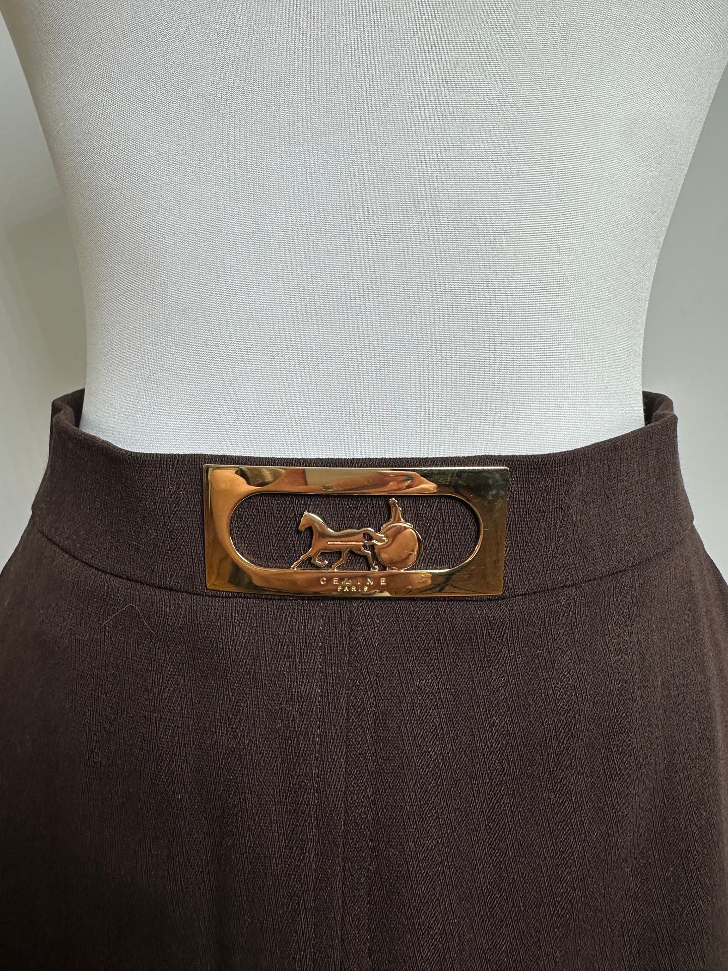 Vintage Celine Wool Skirt Brown