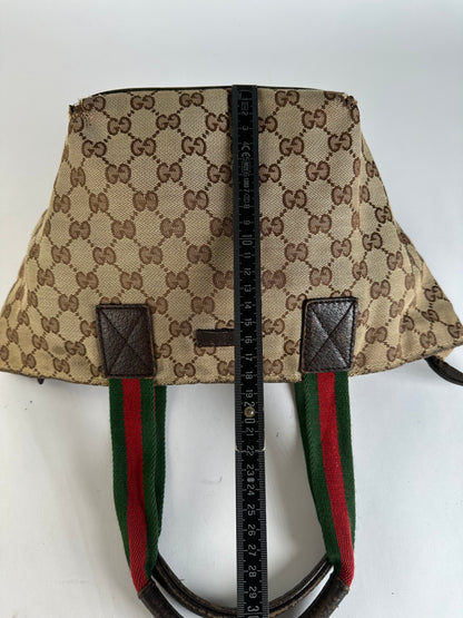 Vintage Gucci GG Supreme Structured Top-Handle Bag c. Late 2000s Beige Brown