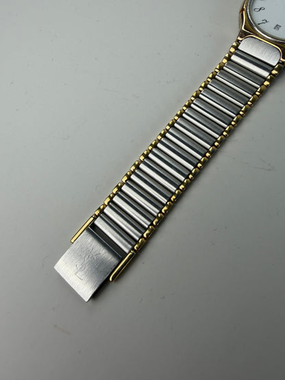 Vintage Yves Saint Laurent Bracelet Watch White Dial Gold Silver