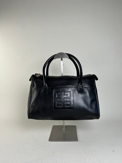 Vintage Givenchy Structured Leather Tote Black Silver