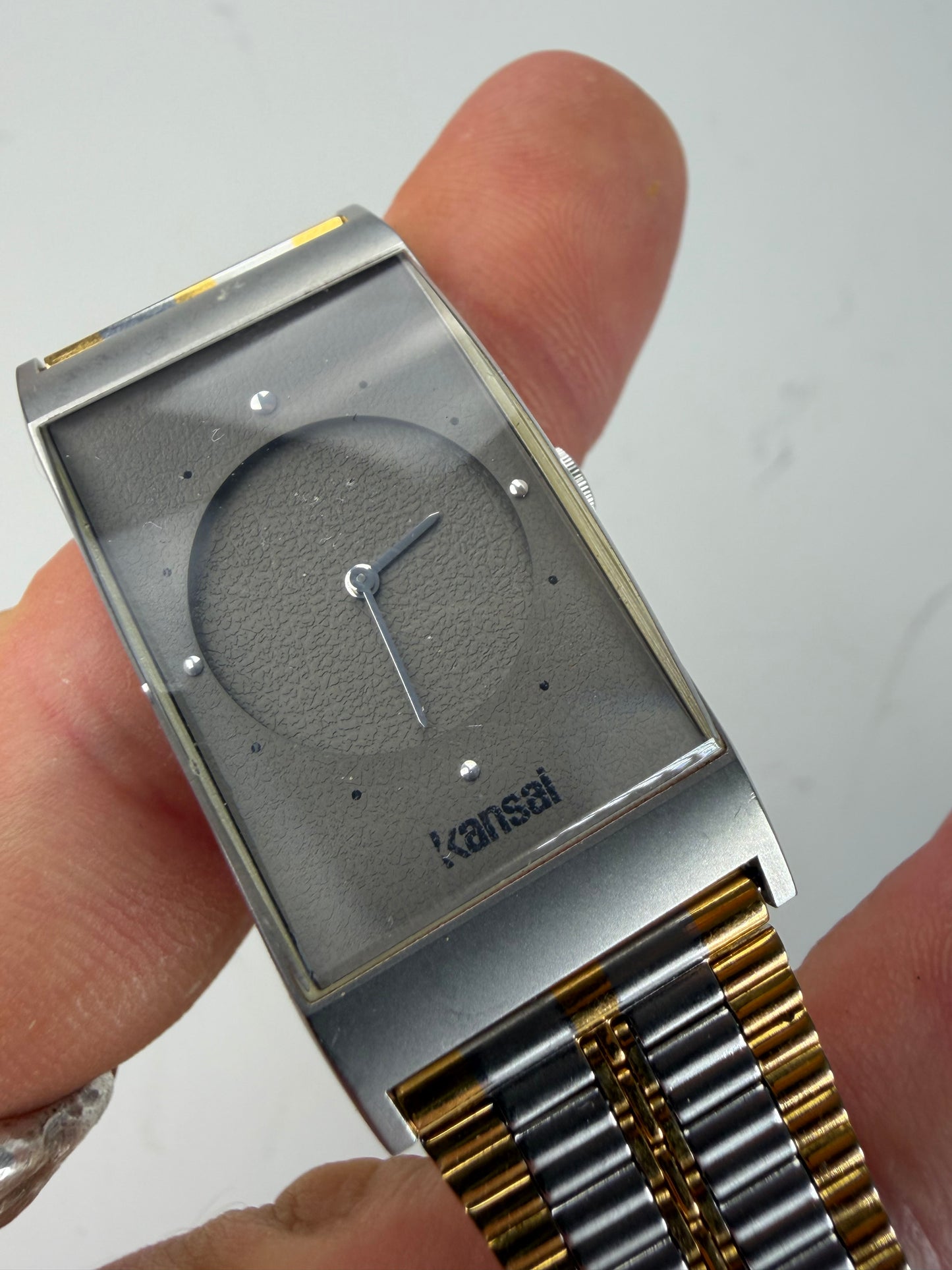 Vintage Kansai Yamamoto Stainless Steel Bracelet Watch Silver Gold