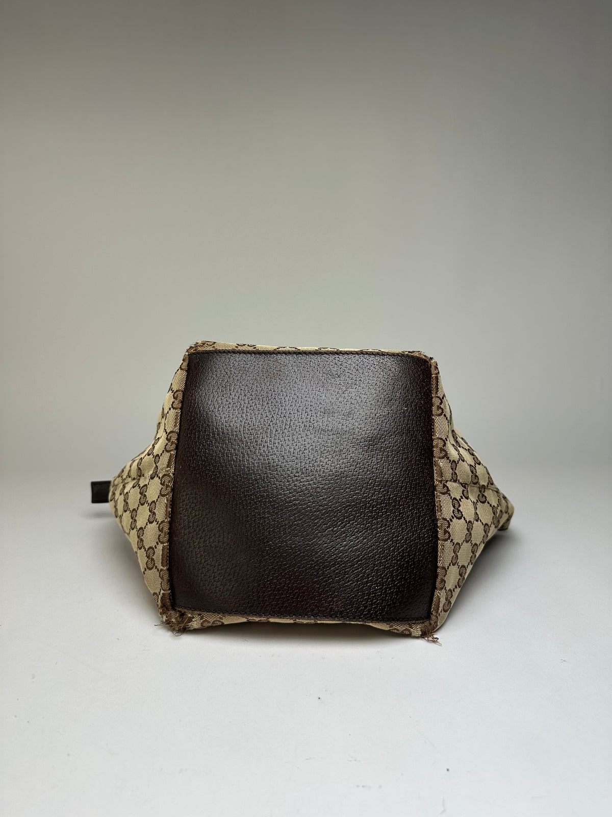 Vintage Gucci GG Supreme Structured Top-Handle Bag c. Late 2000s Beige Brown