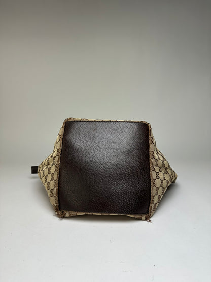 Vintage Gucci GG Supreme Structured Top-Handle Bag c. Late 2000s Beige Brown