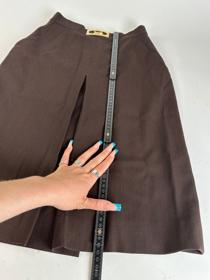 Vintage Celine Wool Skirt Brown
