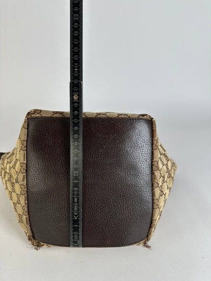Vintage Gucci GG Supreme Structured Top-Handle Bag c. Late 2000s Beige Brown