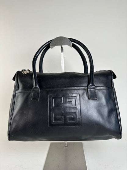 Vintage Givenchy Structured Leather Tote Black Silver