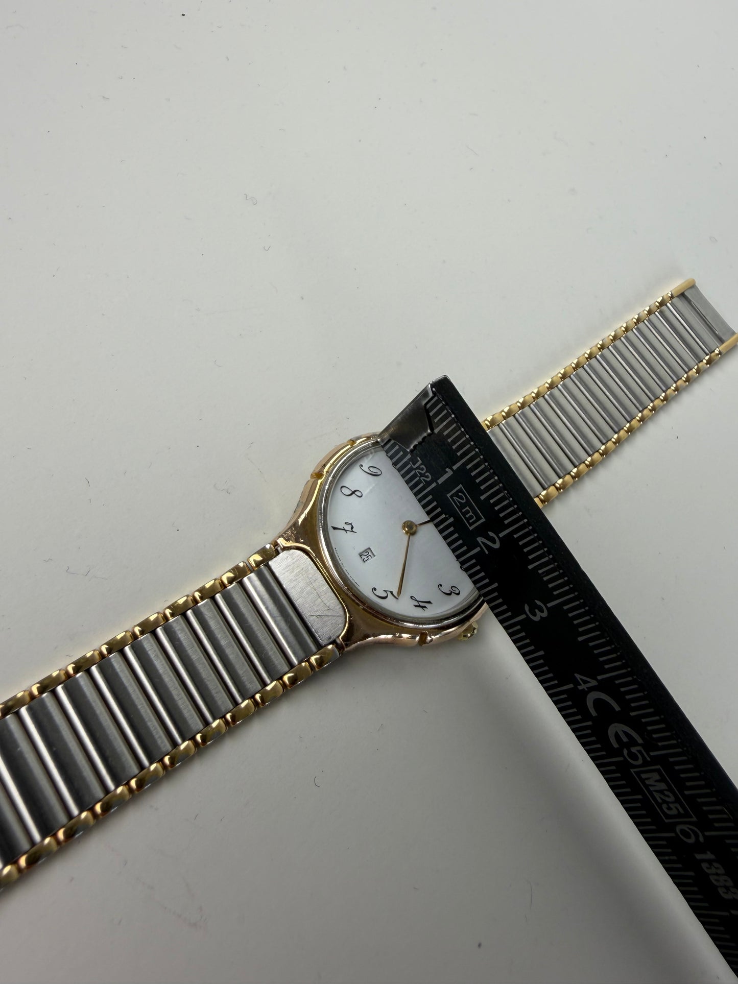 Vintage Yves Saint Laurent Bracelet Watch White Dial Gold Silver