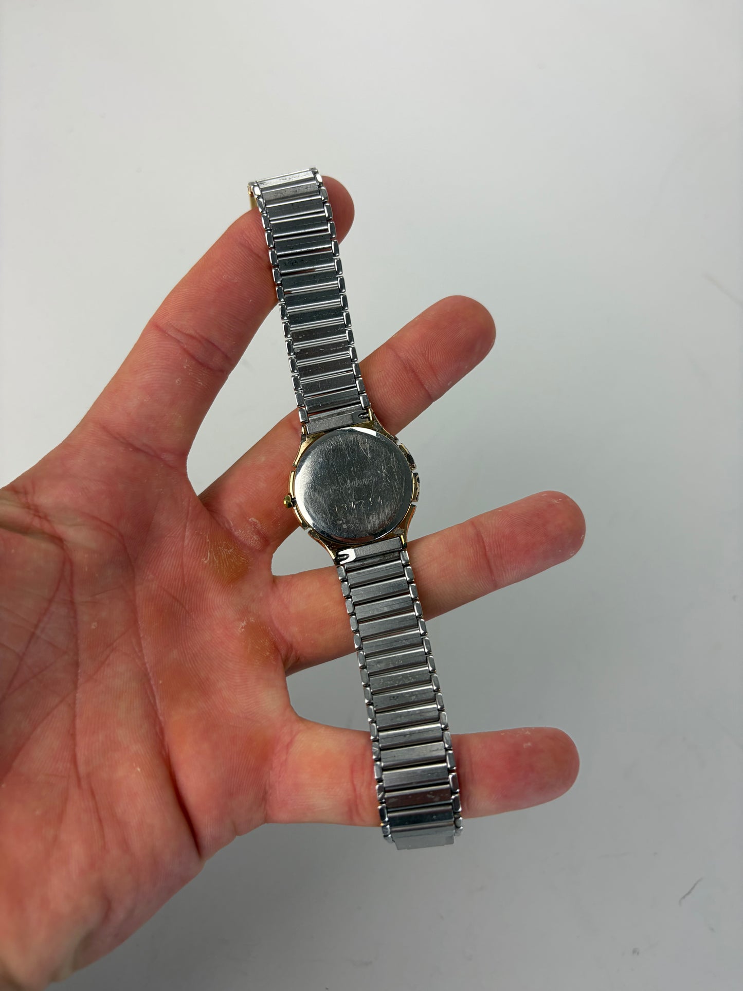 Vintage Yves Saint Laurent Bracelet Watch White Dial Gold Silver
