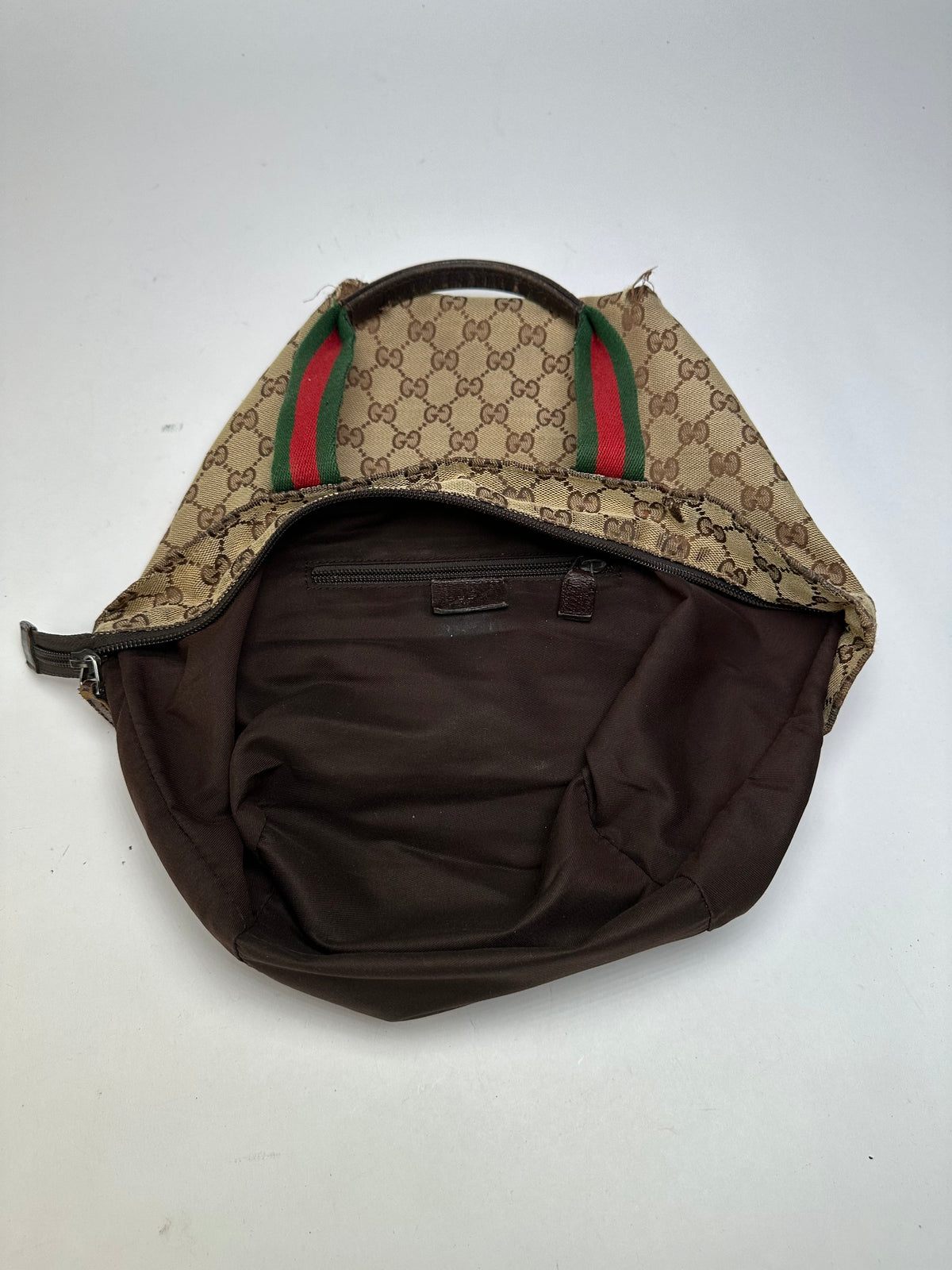 Vintage Gucci GG Supreme Structured Top-Handle Bag c. Late 2000s Beige Brown