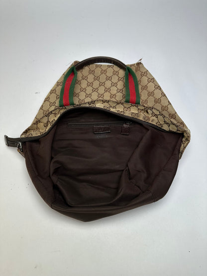 Vintage Gucci GG Supreme Structured Top-Handle Bag c. Late 2000s Beige Brown