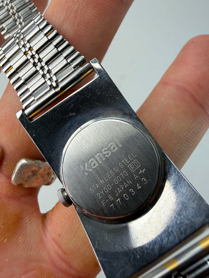 Vintage Kansai Yamamoto Stainless Steel Bracelet Watch Silver Gold